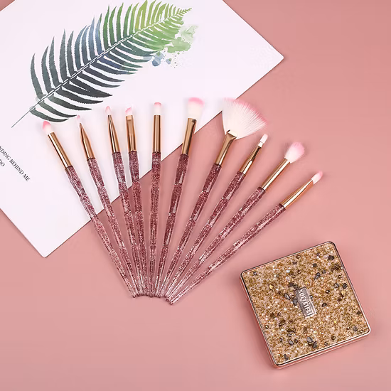 10 크리스탈 핸들 메이크업 브러쉬 세트 초보자 메이크업 브러싱 아이섀도 브러쉬 크로스 세트