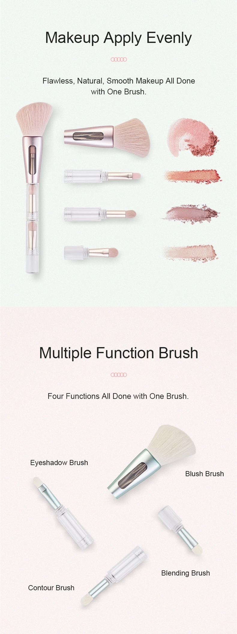 New Style 4 in 1 Multifunction Cosmetic Brush Portable Travel Makeup Brush Set